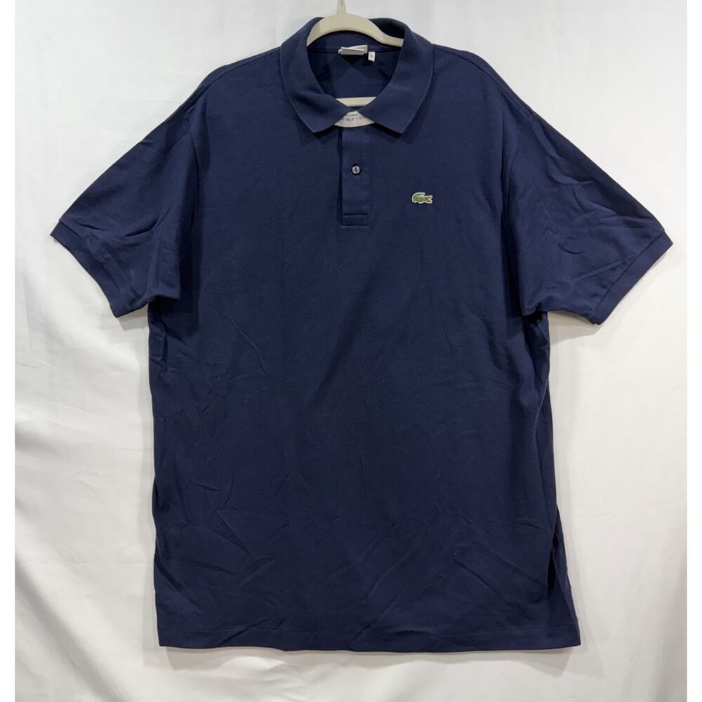 Lacoste Pique Polo Shirt Men 8L/3XL Navy Blue Regular Fit Croc Logo Golf